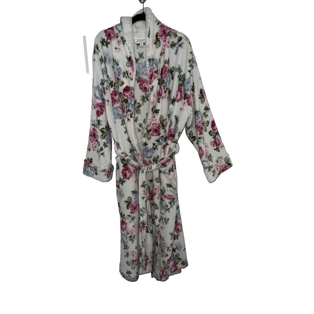 Charter Club Robe 1X Women's Long Floral Romantic Roses Warm Soft